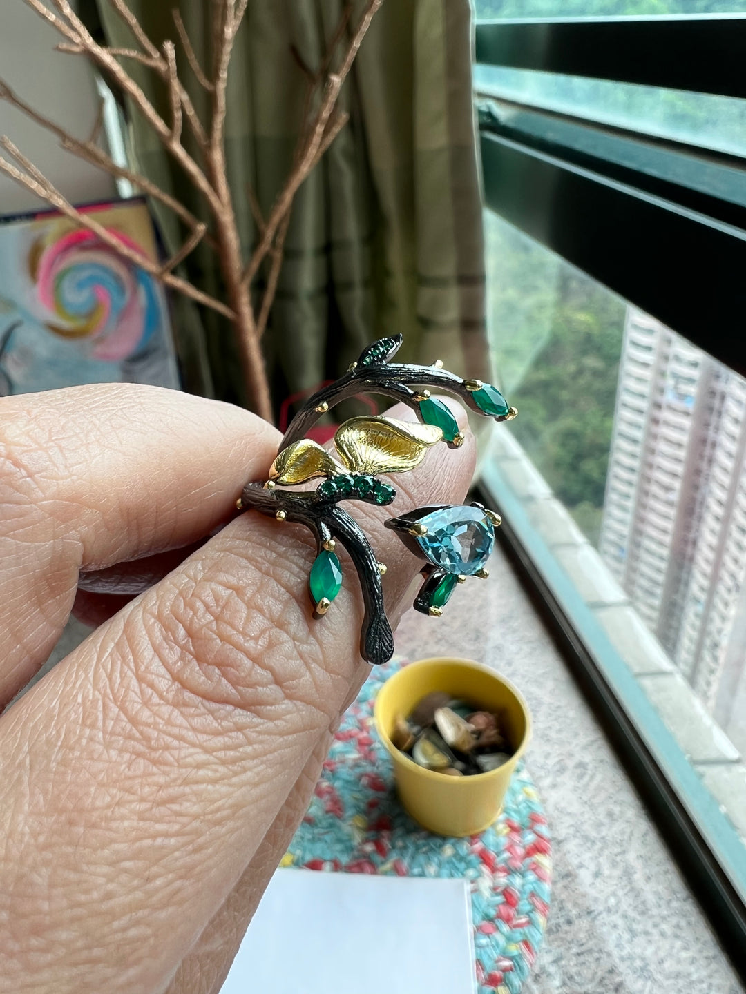 Designer Pure Silver Sky Blue Topaz Ring