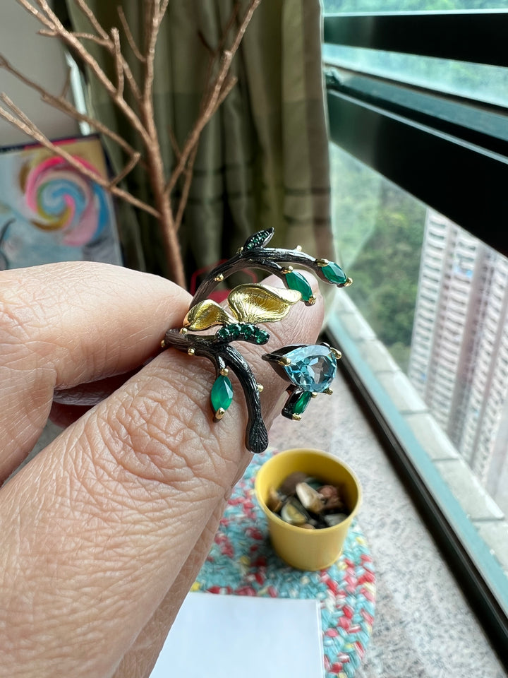 Designer Pure Silver Sky Blue Topaz Ring