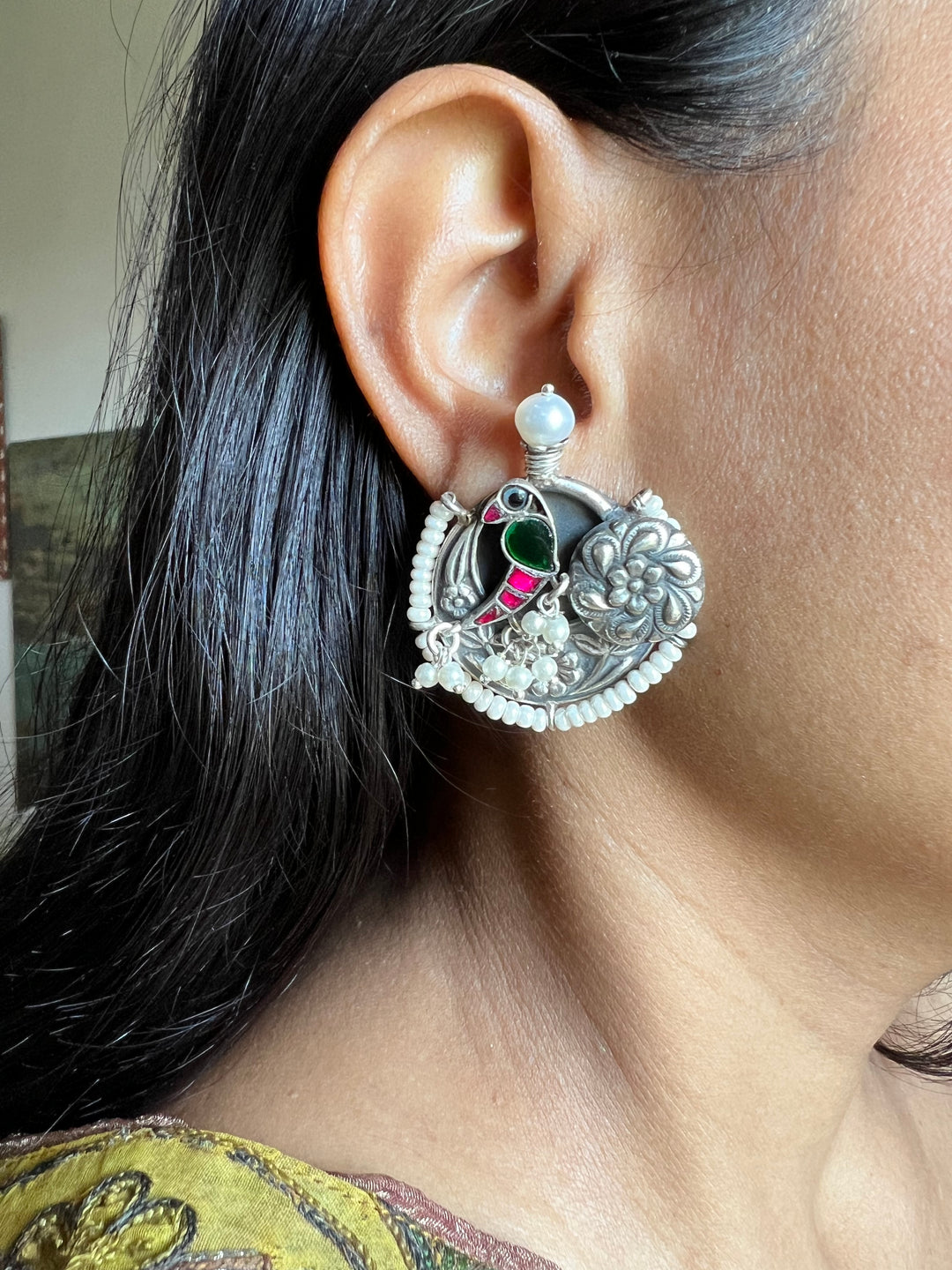 Designer Pure 925 Silver Pearl Studs