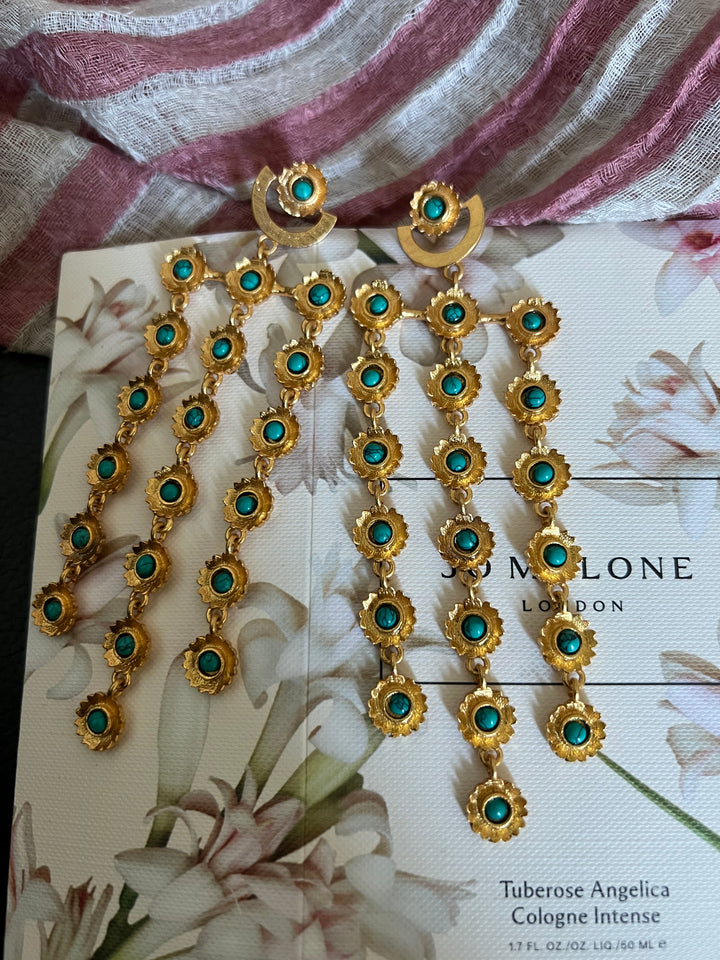 Statement Turquoise Flowers Earrings