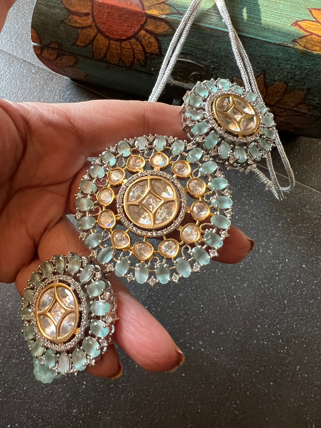 Victorian Kundan Choker Necklace with Earrings