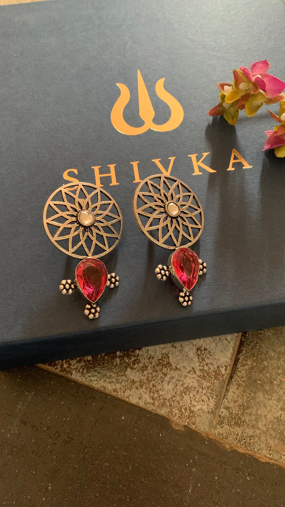 Designer Pink Crystal Stud Earrings