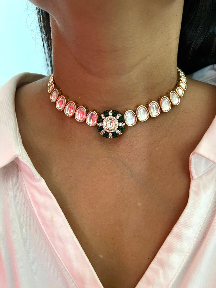 Timeless Kundan Necklace with Statement Earrings - SHIVKA