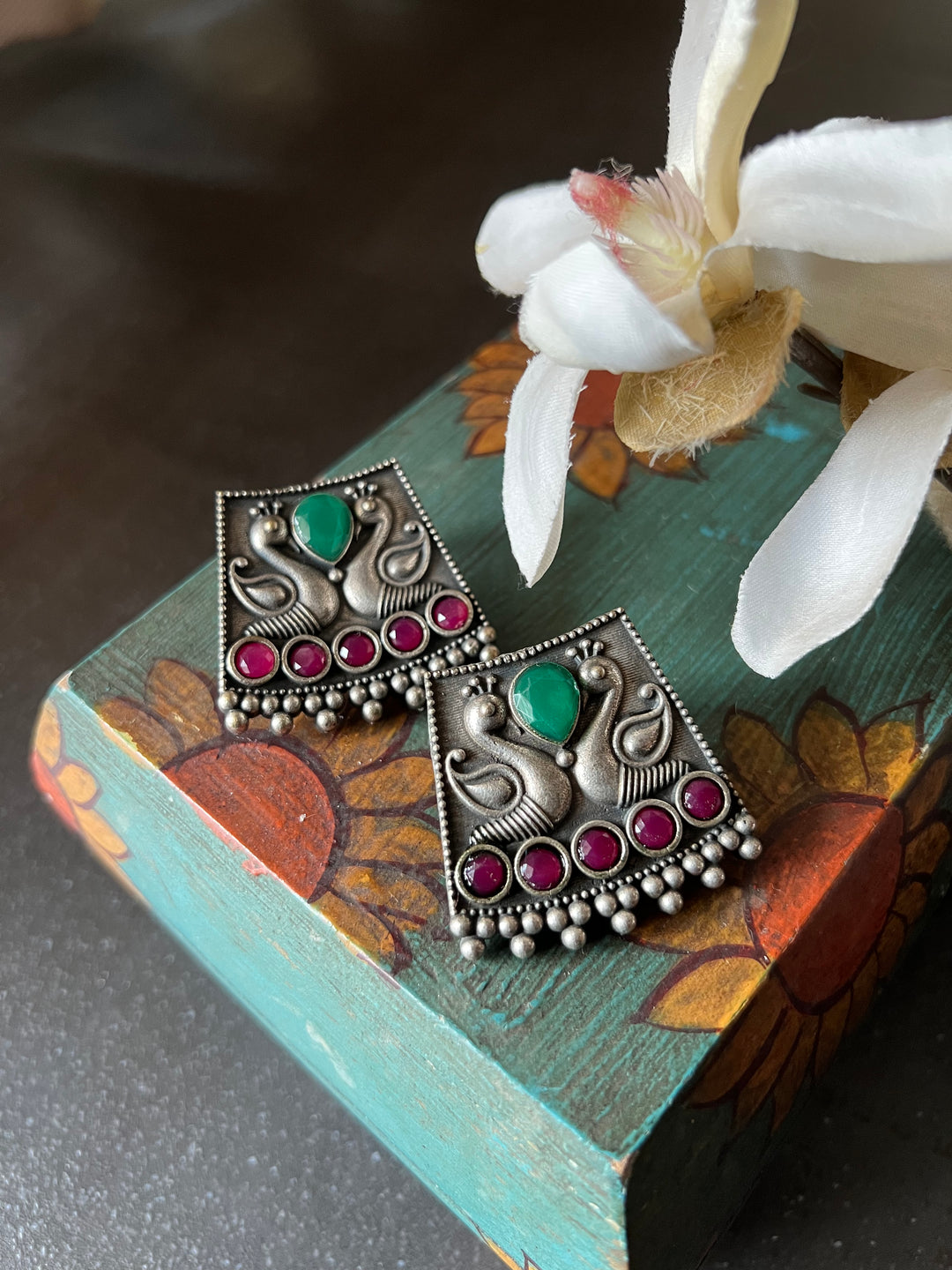 Antique Twin Peacock Earrings