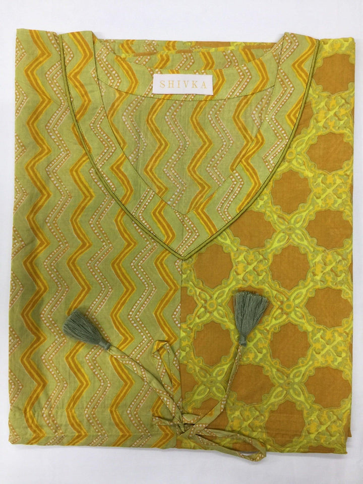 Indian Print Cotton Kaftan - SHIVKA