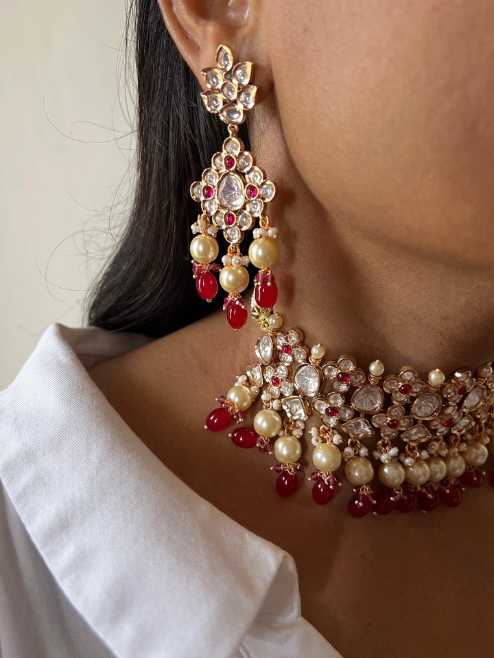 Scintillating Bridal Kundan Choker with Earrings and Maangtikka - SHIVKA