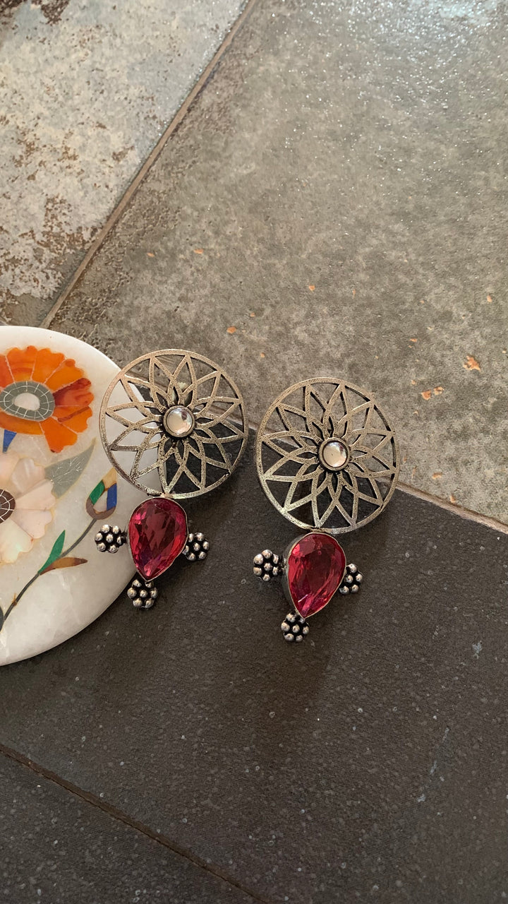 Designer Pink Crystal Stud Earrings