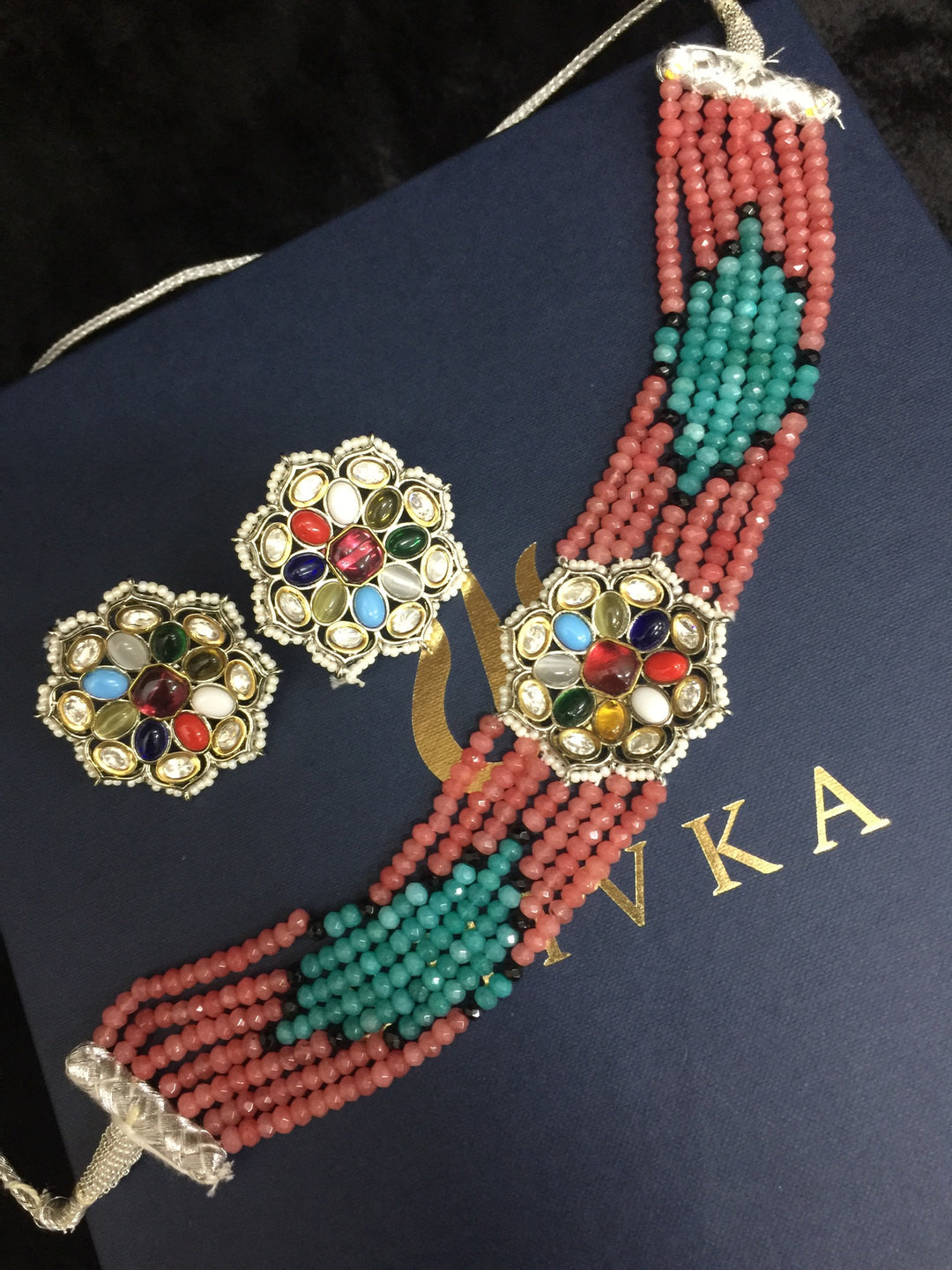 Designer Multicolored Choker with Studs