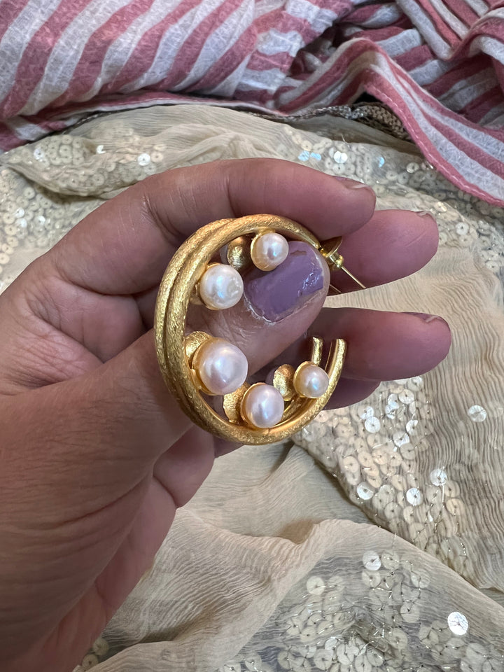 Designer Pearl Drop Hoop Earrings