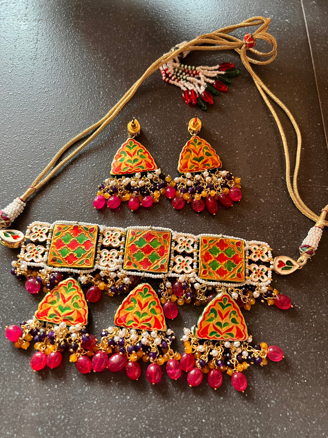 Elegant Meenakari Kundan Choker with Earrings
