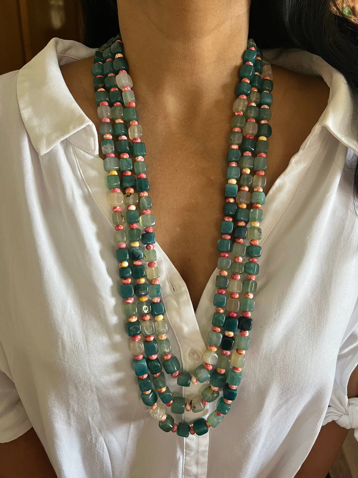 Three layered beaded necklace