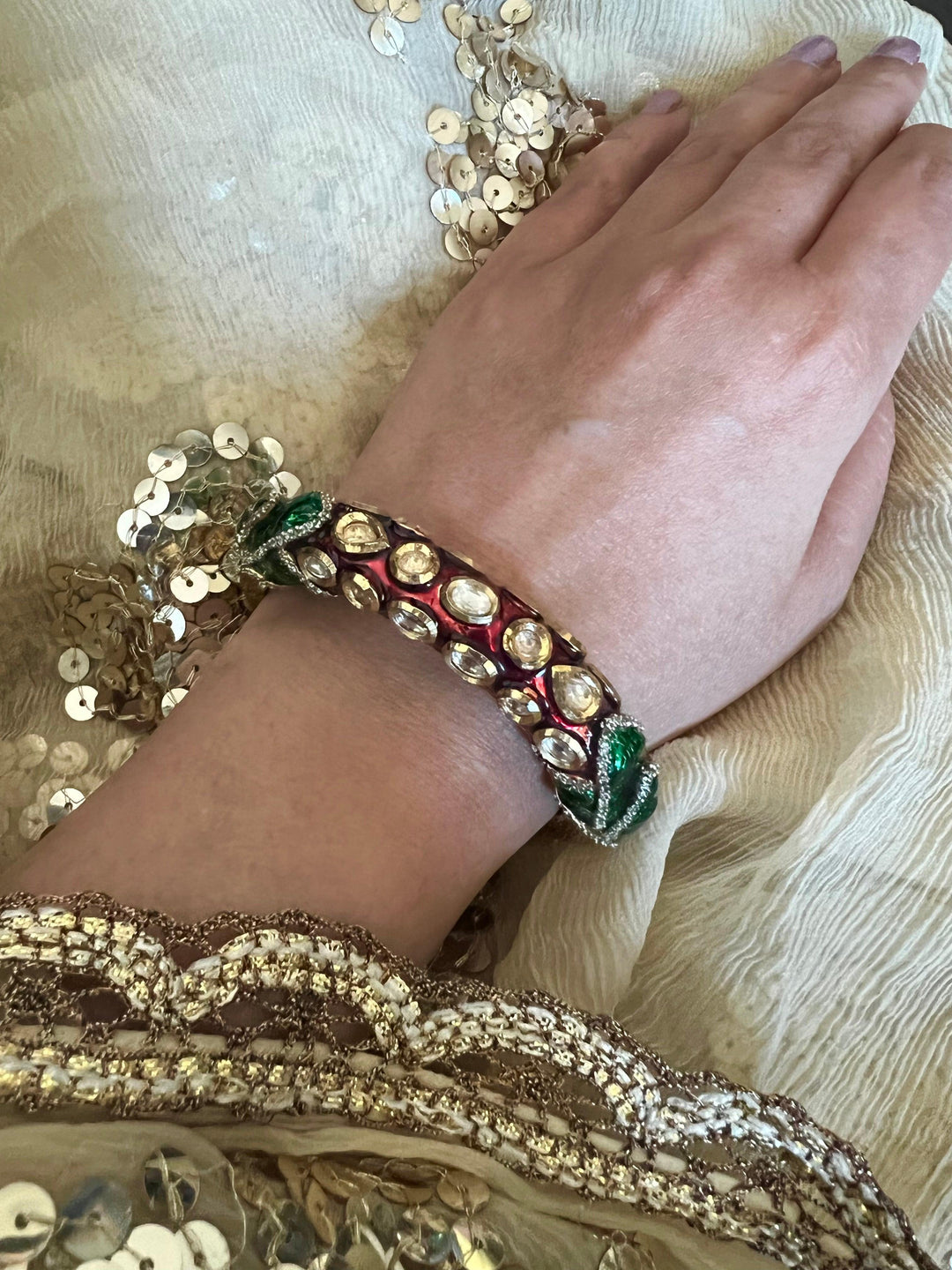 Vintage Enamelled Kundan Bracelet - SHIVKA