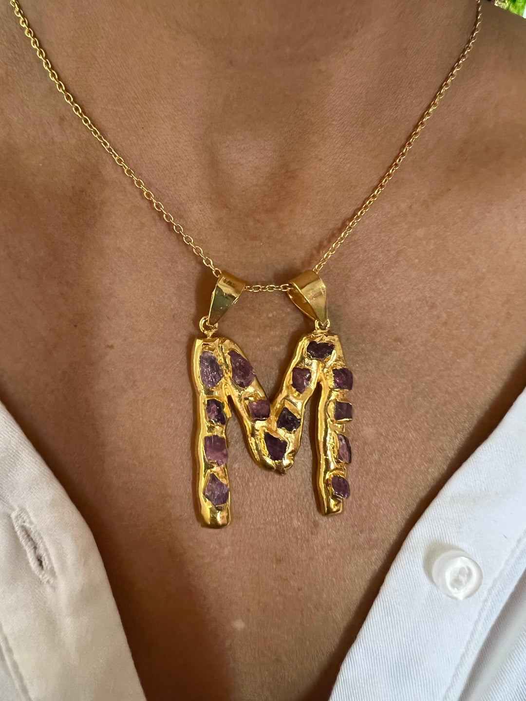 Statement Letter "M" Pendant Necklace - SHIVKA