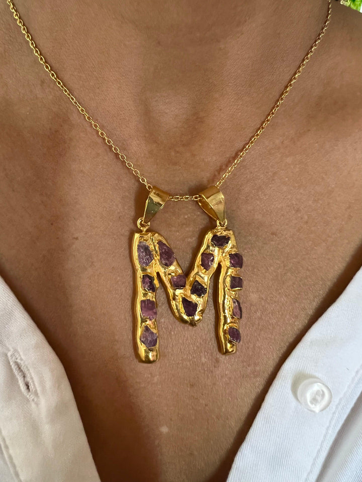 Statement Letter "M" Pendant Necklace - SHIVKA