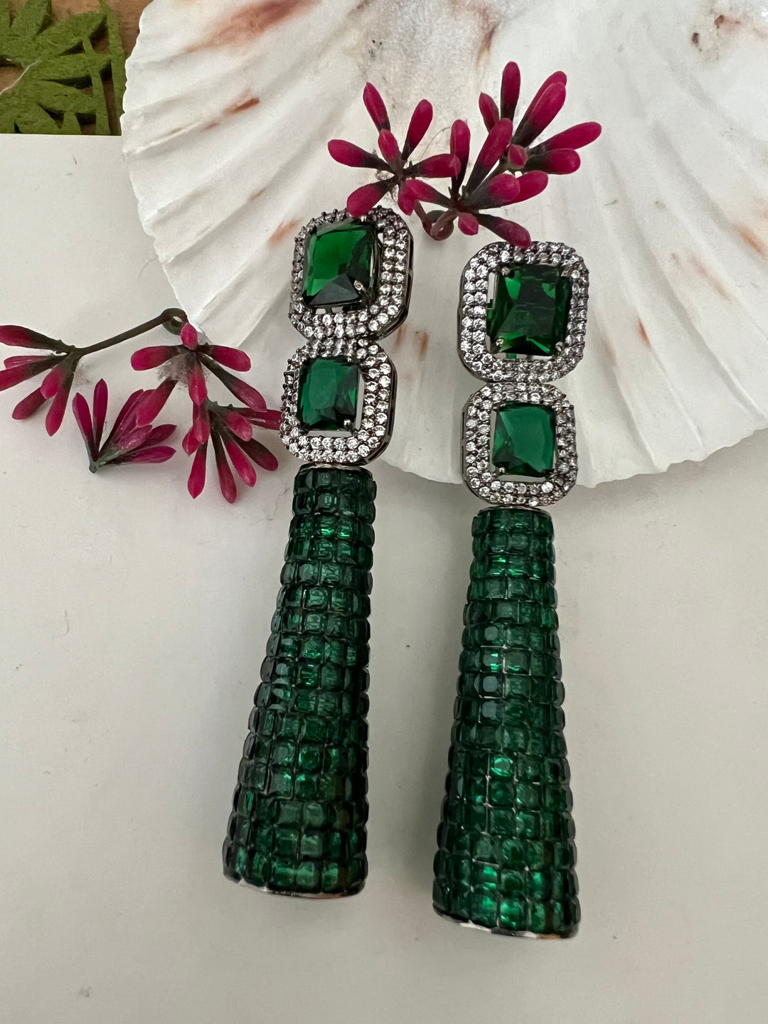 SHIVKA Victorian Emerald Earrings