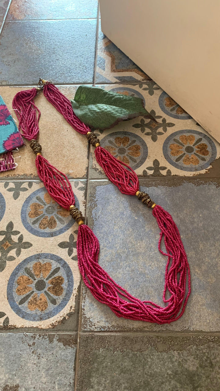 Maharani Pink Beaded Necklaces - SHIVKA