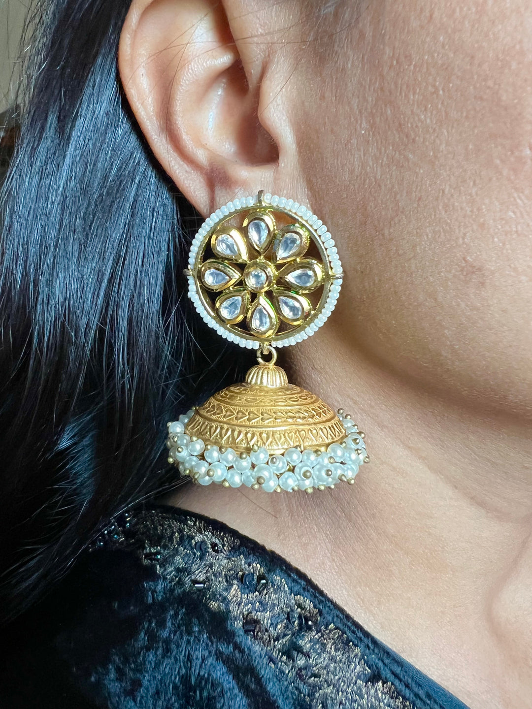 Flower Dome Jhumka Earrings