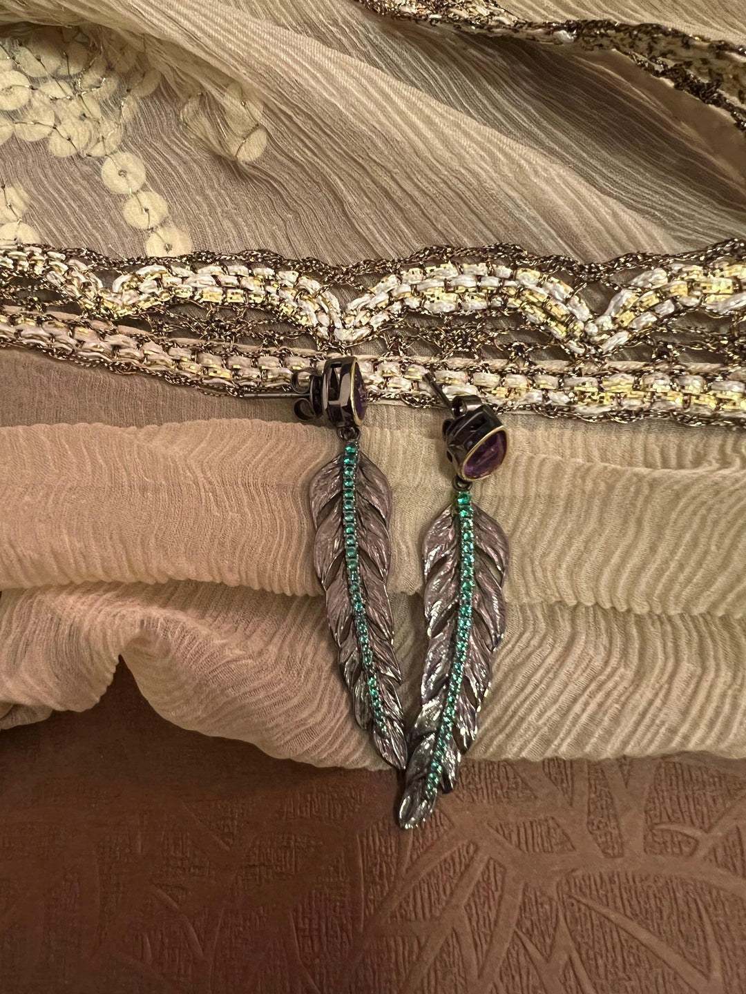 Minimalist 925 Silver Amethyst Leaf Earrings - SHIVKA