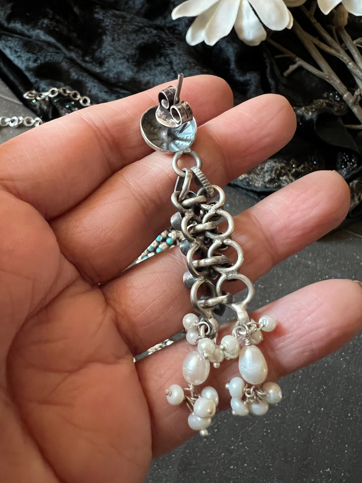 Vintage Pure 925 Silver Necklace with Earrings