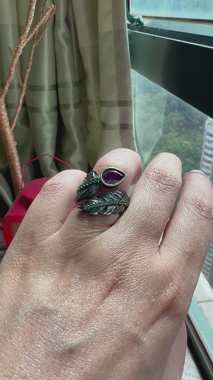 Vintage Pure 925 Silver Amethyst  Ring