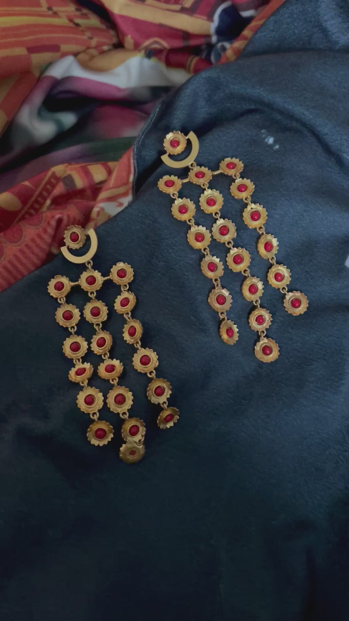 SHIVKA Scintillating Coral Flowers Danglers