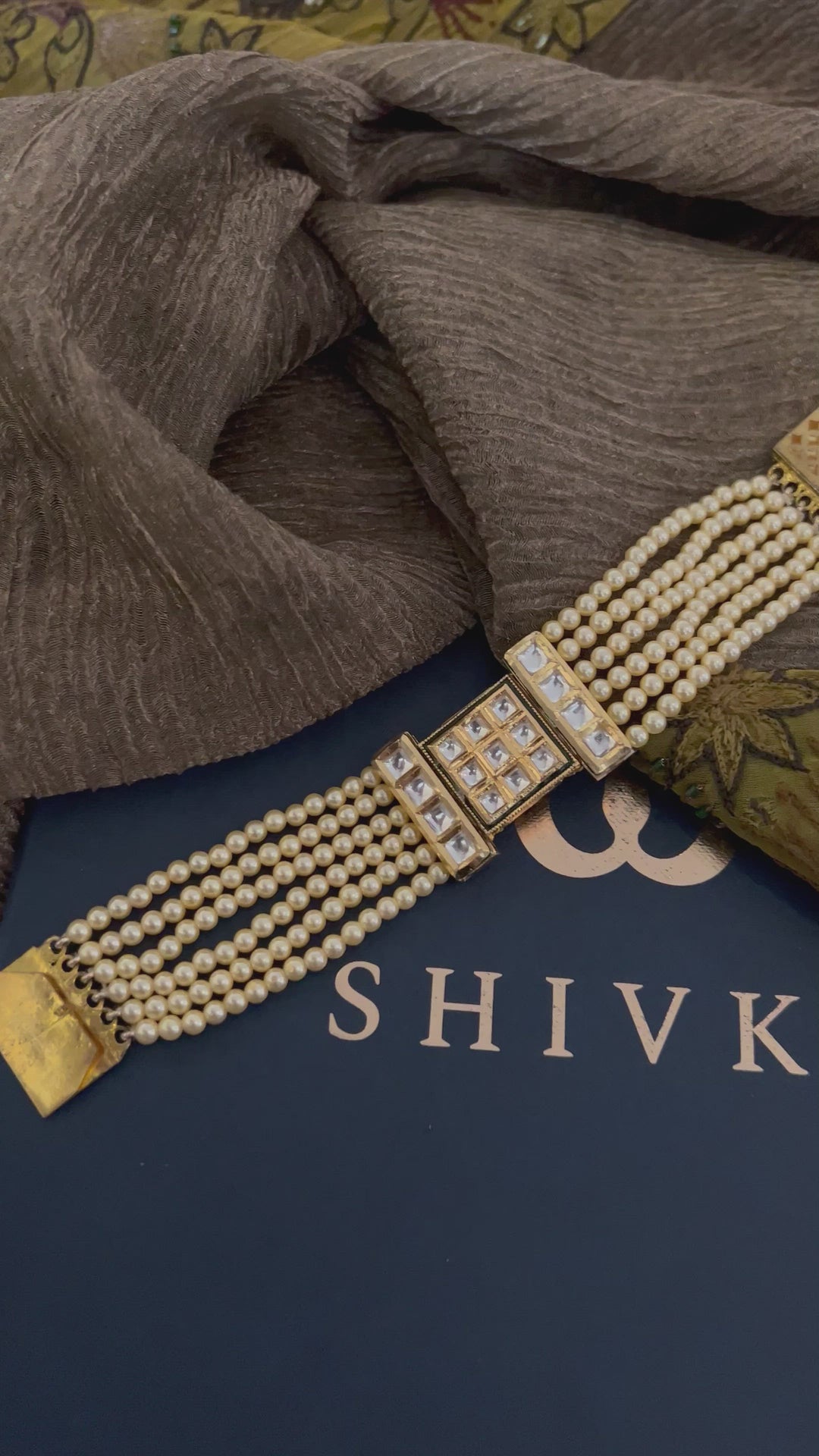 Polki Window Pearl Layered Bracelet