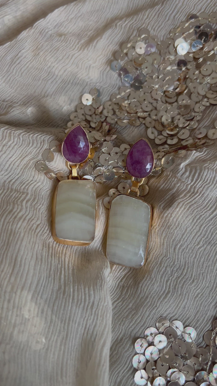 Premium Ruby and Sapphire Earrings