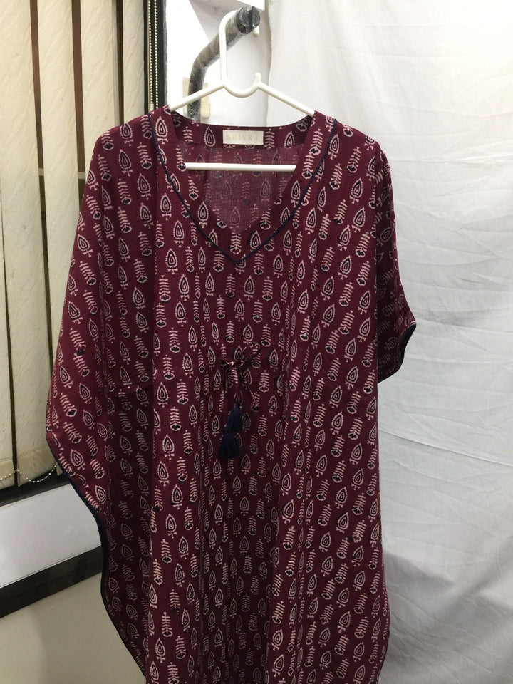 Indian Print Cotton Kaftan - SHIVKA