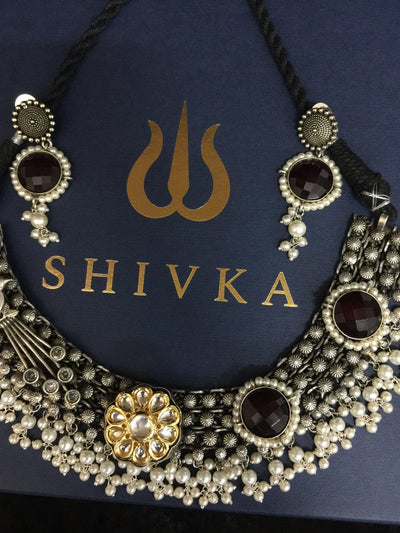 Vintage Artistic Necklace with Earrings - SHIVKA