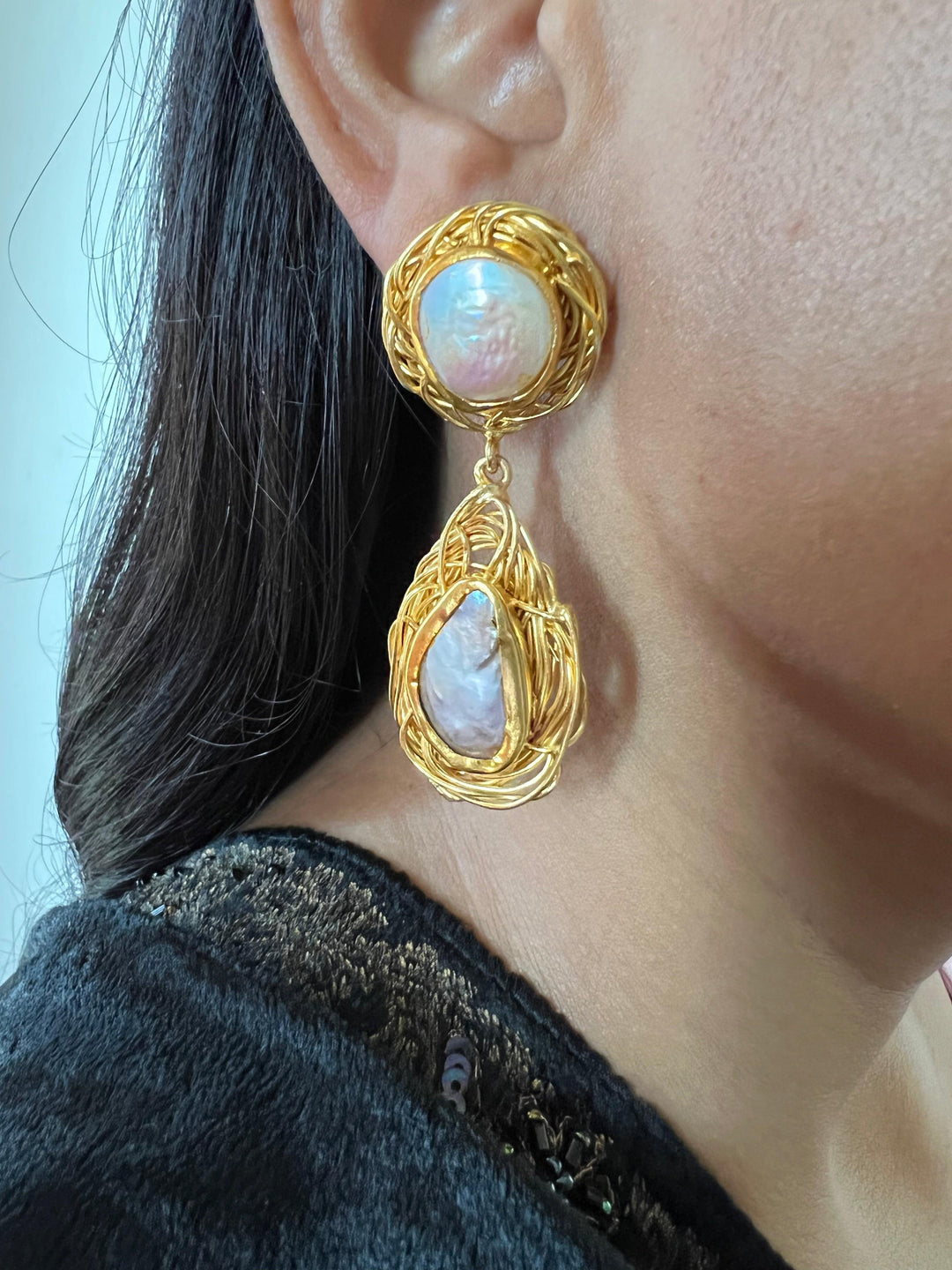 Vintage Mother of Pearl Earrings - SHIVKA