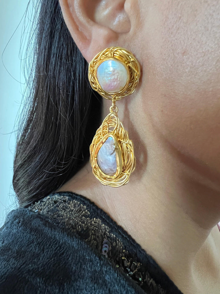 Vintage Mother of Pearl Earrings - SHIVKA