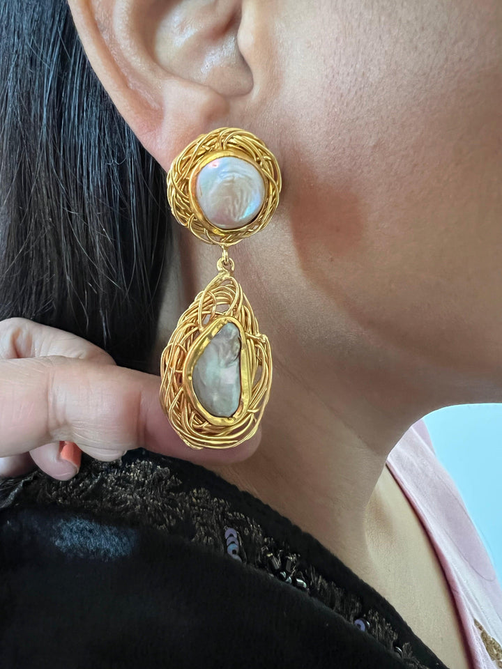 Vintage Mother of Pearl Earrings - SHIVKA
