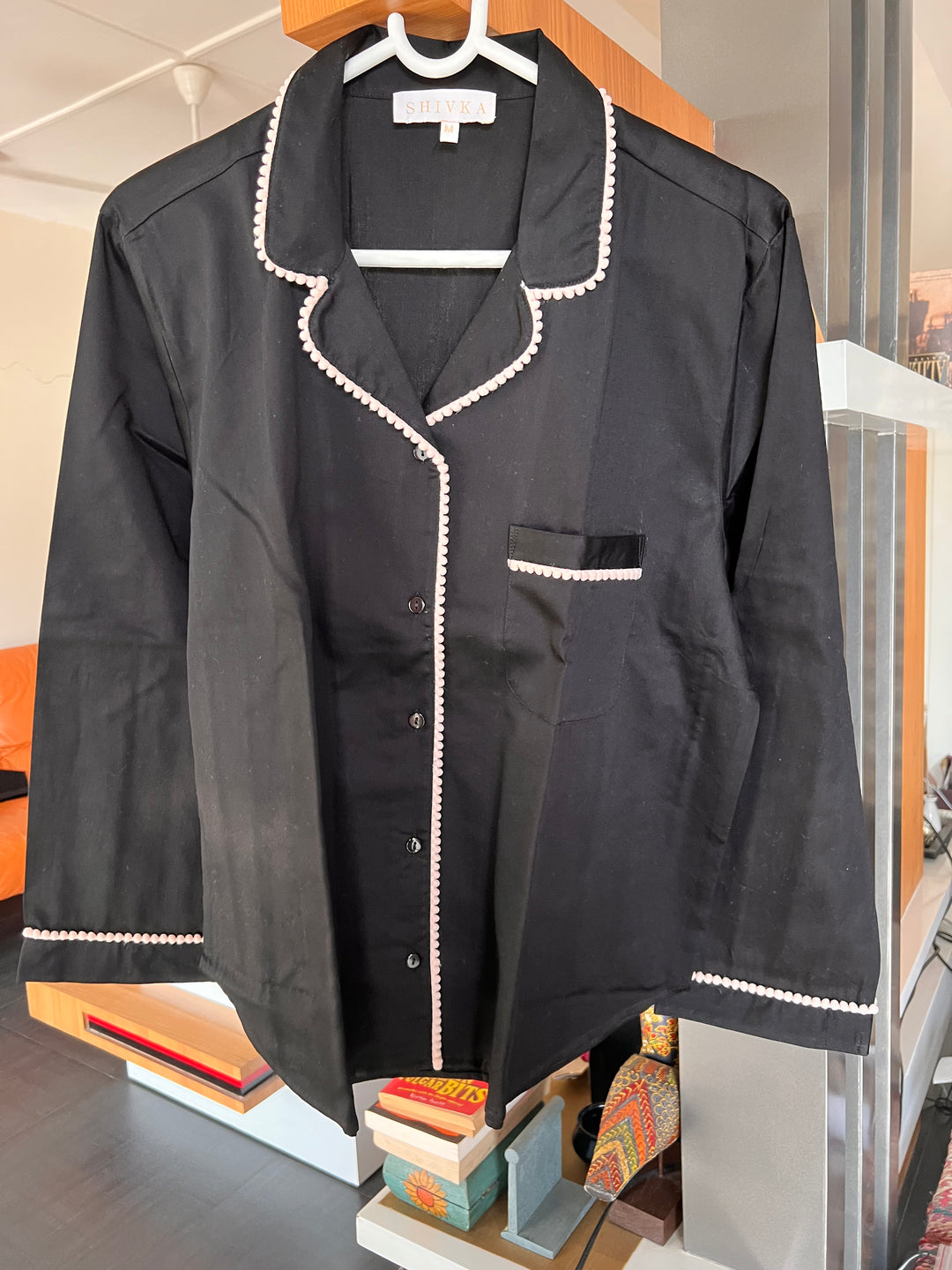 Black Print Cotton Night Suit