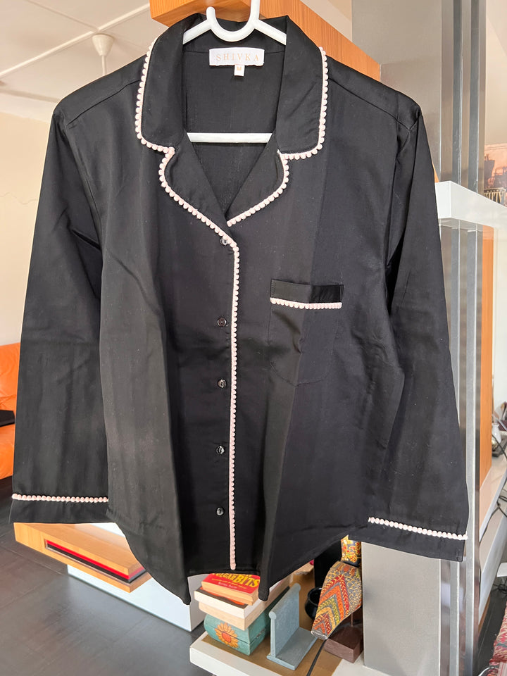 Black Print Cotton Night Suit