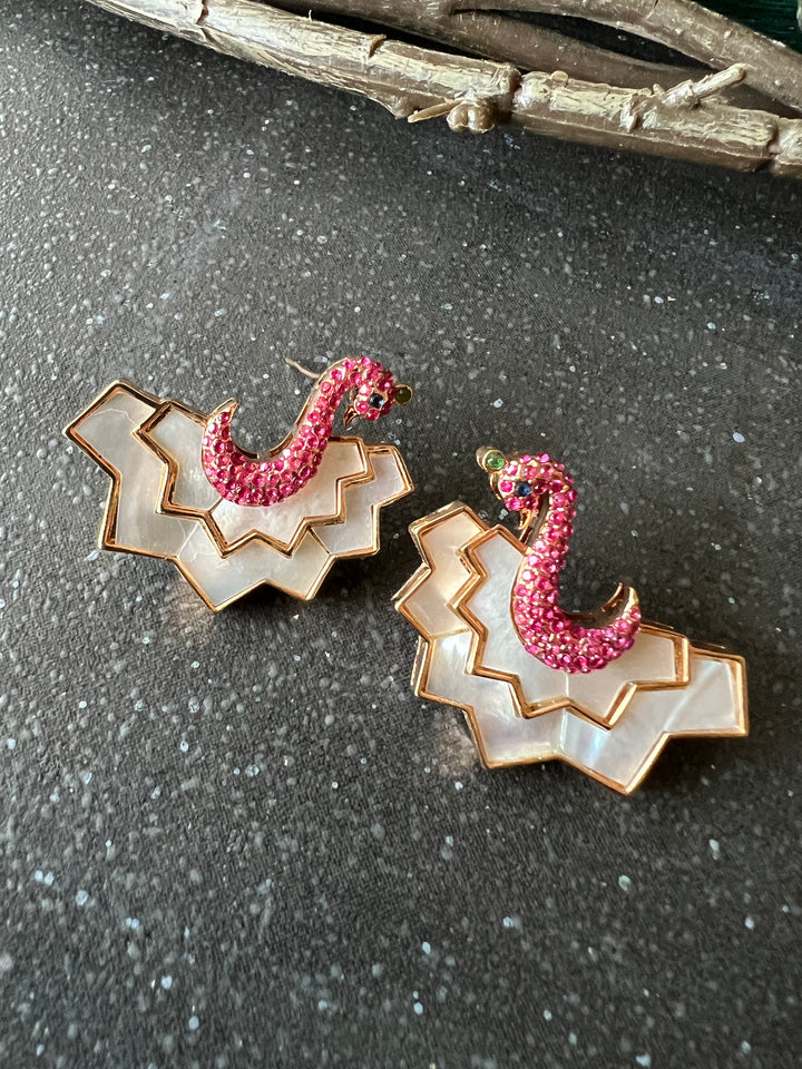 Mother of Pearl Swan Studs