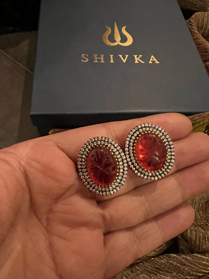 Carved Stone Zirconia Studs