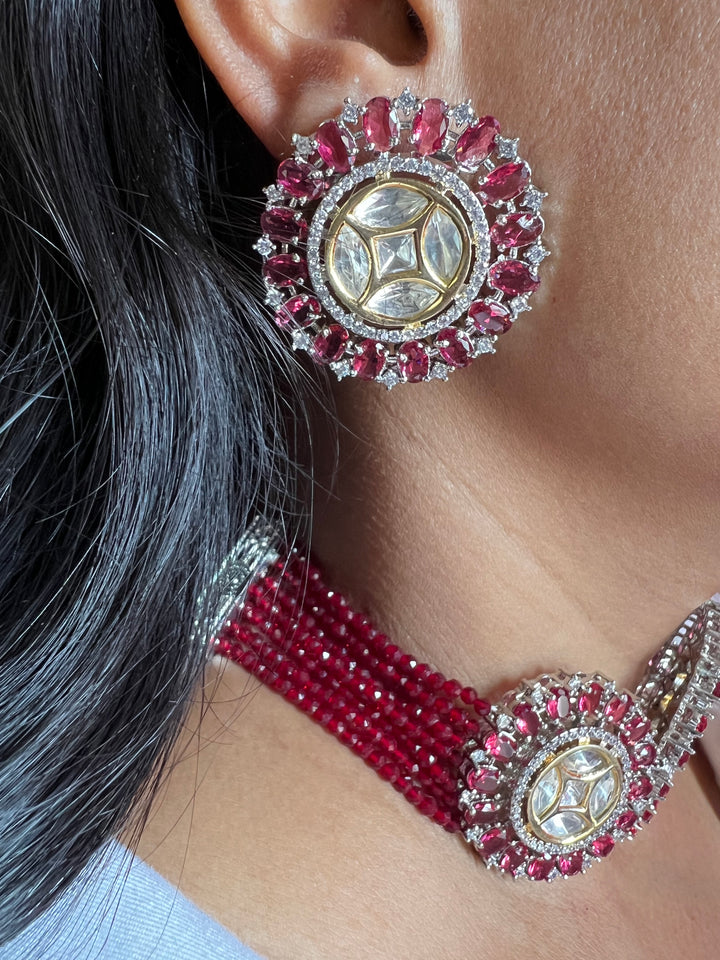 Victorian Kundan Choker Necklace with Earrings