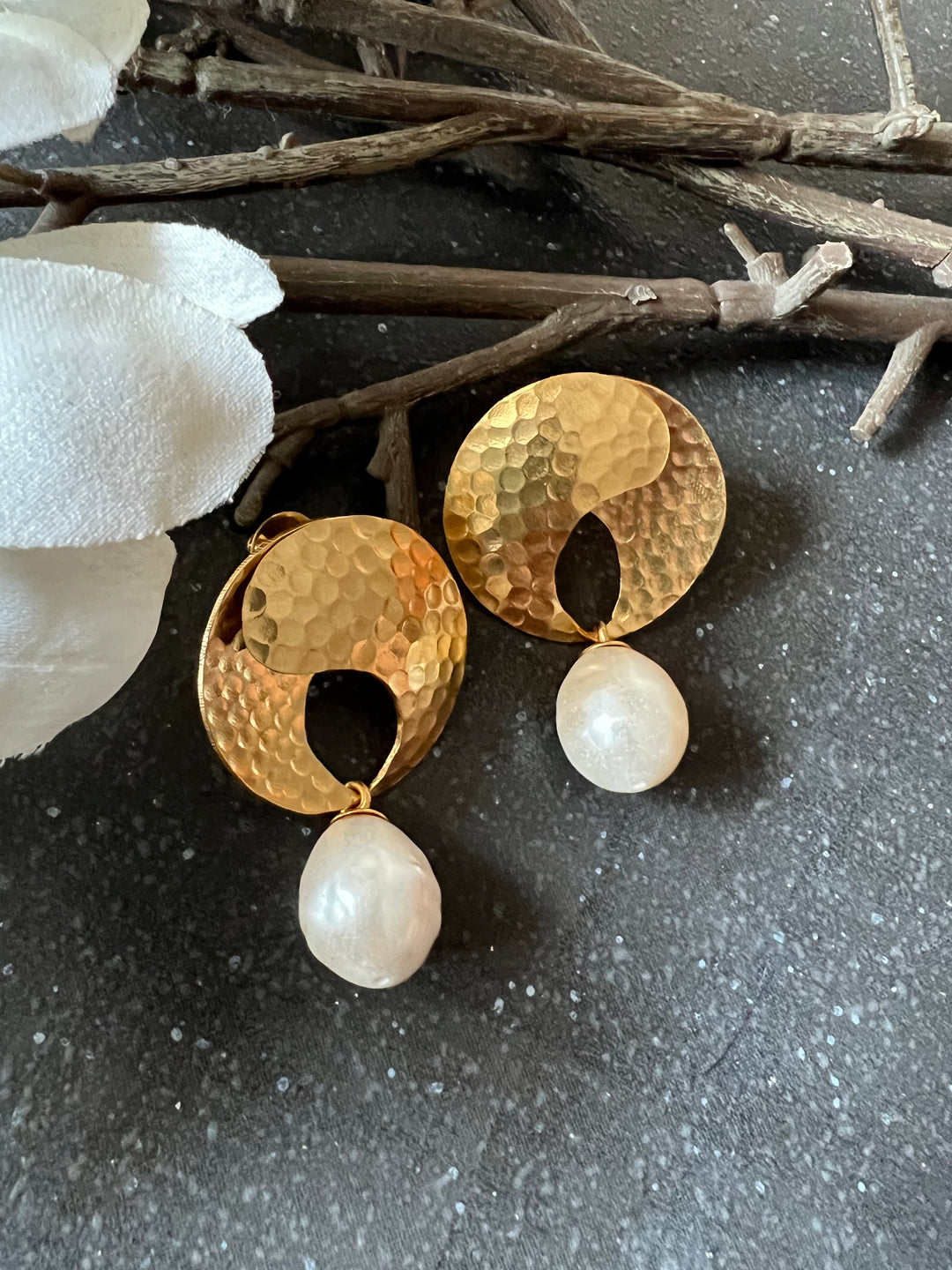Classy Pearl Drop Gold Tone Earrings