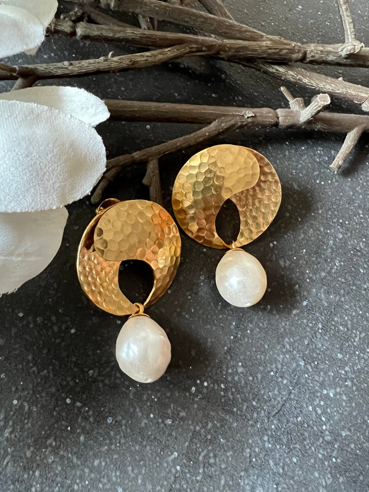Classy Pearl Drop Gold Tone Earrings