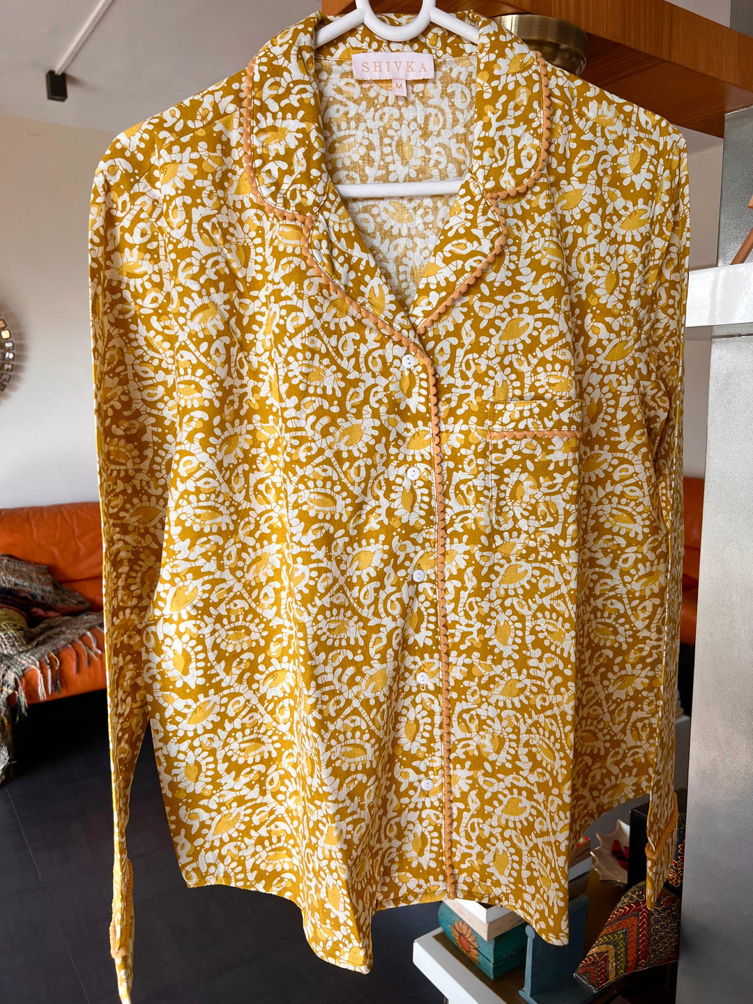 Yellow Print Cotton Night Suit - SHIVKA