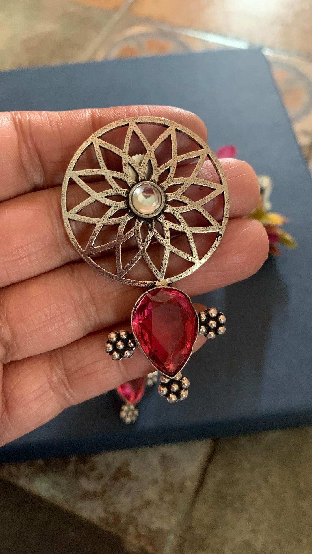 Designer Pink Crystal Stud Earrings