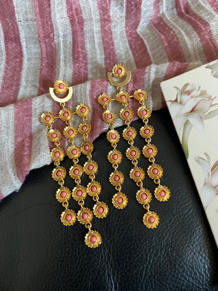 Pink Coral Flowers Earrings