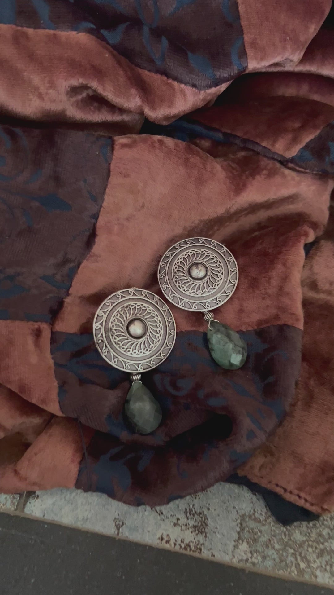 Real Emerald Drop Antique Earrings