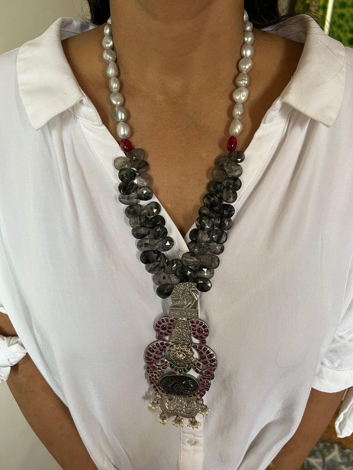 Moss Rutile Pure 925 Silver Necklace - SHIVKA