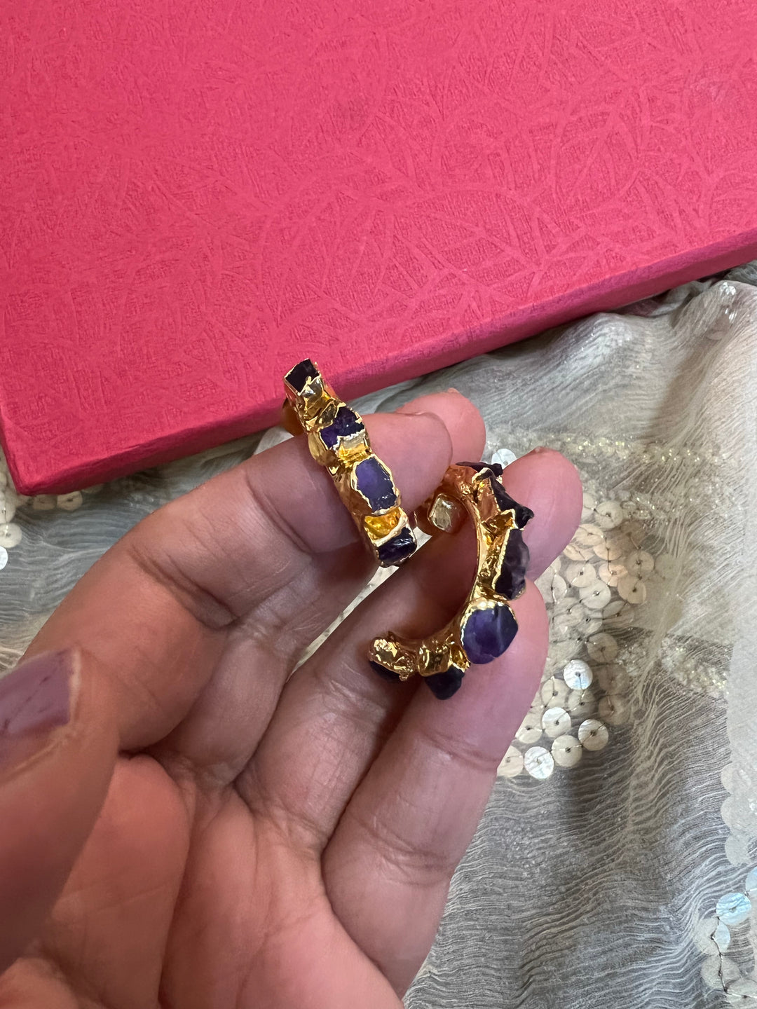 Classy Amethyst Hoop Earrings