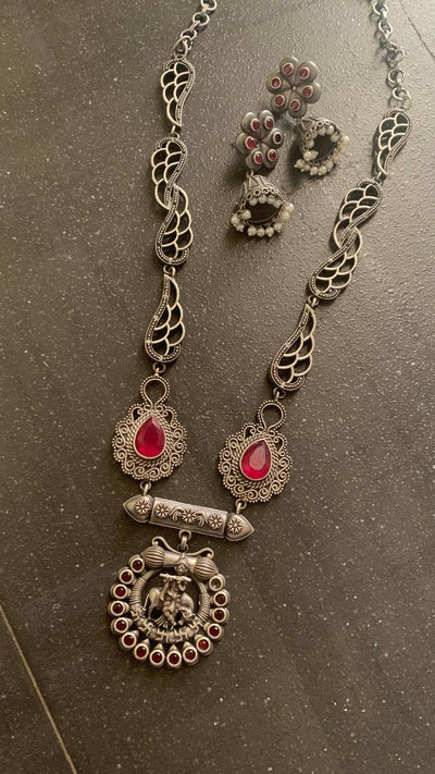 Vintage Krishna Necklace with Statement Earrings - SHIVKA
