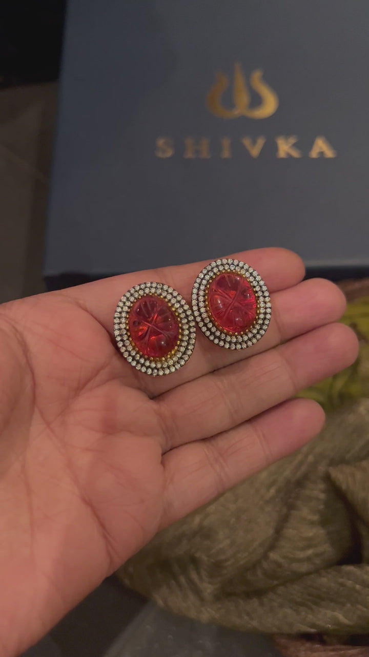 Carved Stone Zirconia Studs