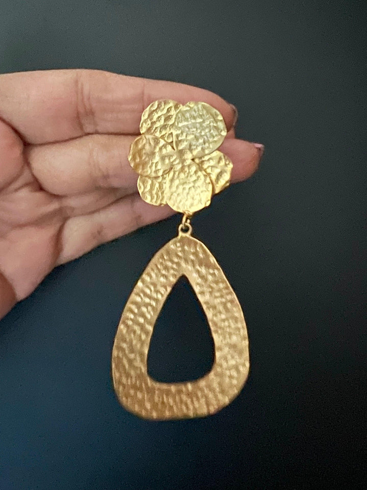 Statement Hammered Long Danglers - SHIVKA