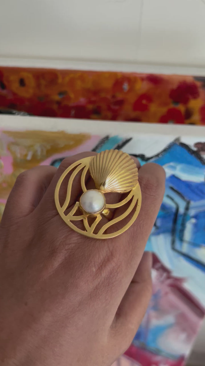 Shell and Pearl  Ring