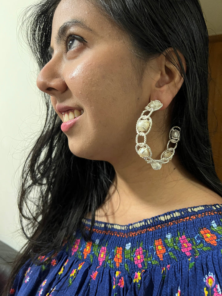 Classy Pearl Hoop Earrings